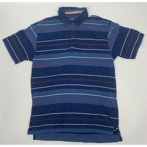 Orvis Shirt Men's M Blue Red White Stripes Short Sleeve Polo‎ Pocket